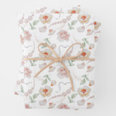 Roze Rozen en Parels Trouw Waterverf Inpakpapier Vel (In situ)