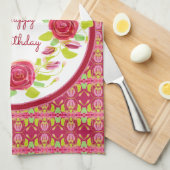 Roze rozen en patronen theedoek (Quarter Fold)