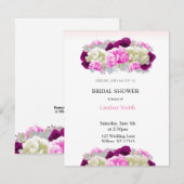 Roze rozen en Peony Bridal Shower Invitation Kaart (Voorkant / Achterkant)