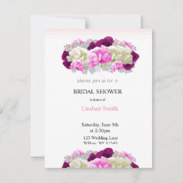Roze rozen en Peony Bridal Shower Invitation Kaart