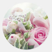 Roze rozen en Peony Buds Elegant Envelope Seal Ronde Sticker (Voorkant)