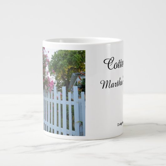 Roze rozen en Picket Fence - Martha's wijngaard Grote Koffiekop (Voorkant)