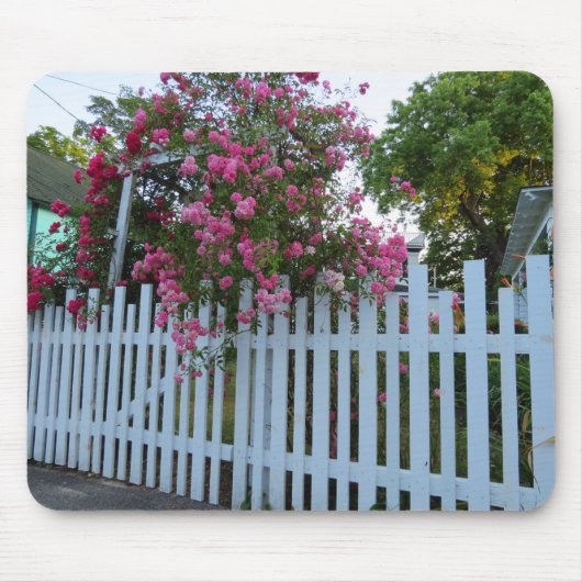 Roze rozen en Picket Fence - Martha's wijngaard Muismat (Voorkant)