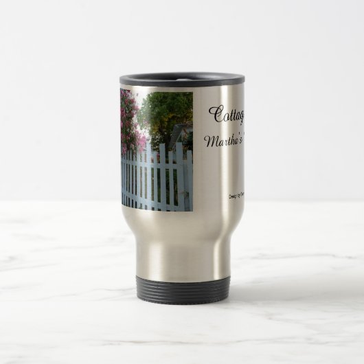 Roze rozen en Picket Fence - Martha's wijngaard Reisbeker (Center)