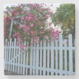 Roze rozen en Picket Fence - Martha's wijngaard Stenen Onderzetter