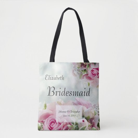 Roze rozen en pinda's Elegant bruidsmeisje bruilof Tote Bag (Voorkant)