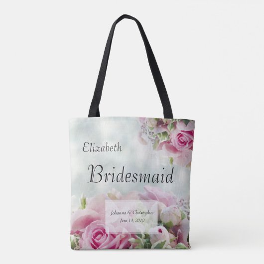 Roze rozen en pinda's Elegant bruidsmeisje bruilof Tote Bag (Achterkant)