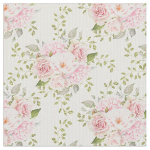 Roze rozen en pinda's gestreept patroon stof