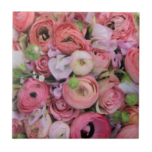 roze rozen en pinda's van therosegarden tegeltje