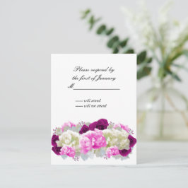 Roze rozen en pioenrozen antwoordkaart RSVP kaartje