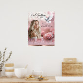 Roze rozen en Roos gouden begrafenis welkomstbord Poster (Keuken)