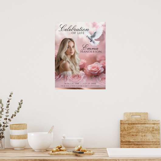 Roze rozen en Roos gouden begrafenis welkomstbord Poster (Keuken)