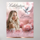 Roze rozen en Roos gouden begrafenis welkomstbord Poster (Voorkant)