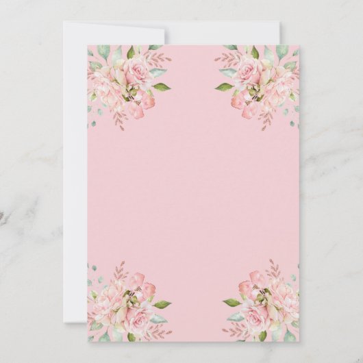 Roze Rozen en Roos Gouden Script | Fotodoop Kaart (Achterkant)