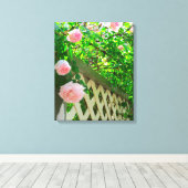 Roze rozen en roosters - Martha's Vineyard Canvas (Insitu (Houten vloer))