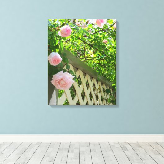 Roze rozen en roosters - Martha's Vineyard Canvas (Insitu (Houten vloer))