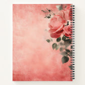 Roze rozen en roze achtergrond notitieboek (Achterkant)