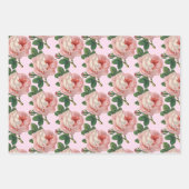  roze rozen en roze strips set van 3 inpakpapier vel (Voorkant 3)