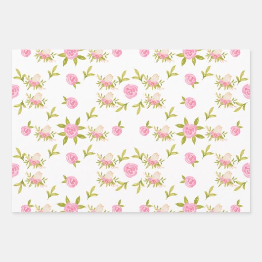 Roze rozen en Schattigee Baby Inpakpapier Vel (Voorkant)