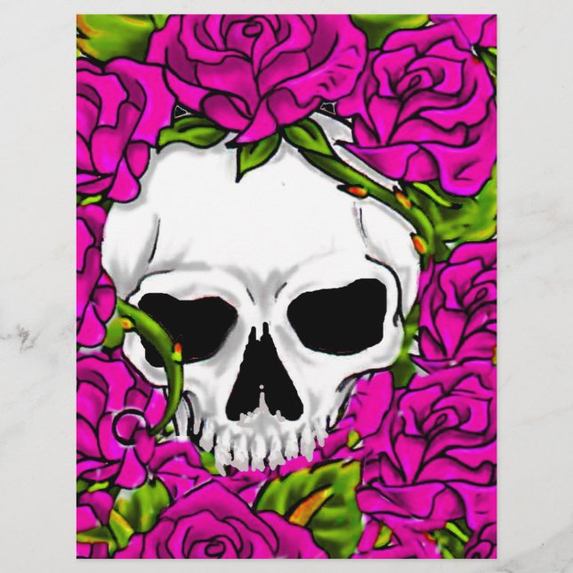Roze rozen en schedel (Voorkant)