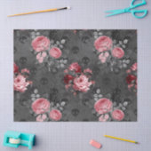 Roze rozen en schedels op grijze ontkoppeling tissuepapier (Craft)