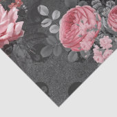 Roze rozen en schedels op grijze ontkoppeling tissuepapier (Detail)