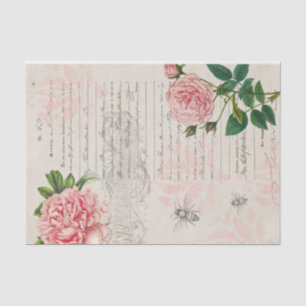 Roze rozen en script op perkament papier