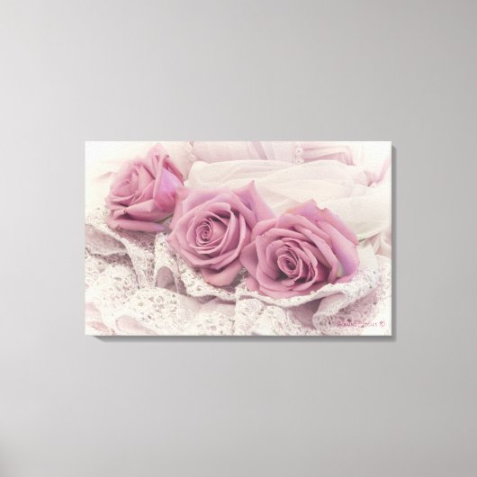 Roze Rozen en Stilleven Canvas Kunst (Voorkant)