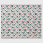 Roze Rozen en Stippen Cadeaupapier (Vlak)