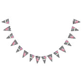 Roze Rozen en Strepen Bloemenbruiloft Vlaggetjes (Alle)