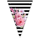 Roze Rozen en Strepen  Bloemenbruiloft Vlaggetjes (Tweede vlag)