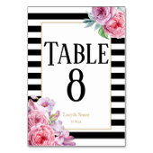 Roze rozen en strepen huwelijks tafelnummers (Voorkant)