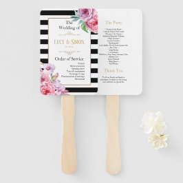 Roze Rozen en Strepen Trouwprogramma Handwaaier