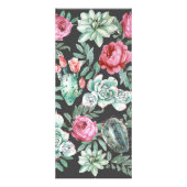 Roze rozen en Succulent Cactus Patroon op zwart Reclamekaart (Achterkant)