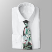 Roze rozen en Succulent Cactus Patroon op zwart Stropdas (Gebonden)