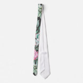 Roze rozen en Succulent Cactus Patroon op zwart Stropdas (Achterkant)