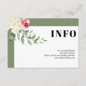 Roze rozen en tak salie groene bruiloft details informatiekaartje (Voorkant)