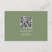 Roze rozen en tak salie groene bruiloft details informatiekaartje (Achterkant)