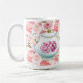 Roze rozen en theepotten koffiemok (Links)