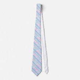 Roze rozen en Turquoise, roze, witte strepen Strop Stropdas
