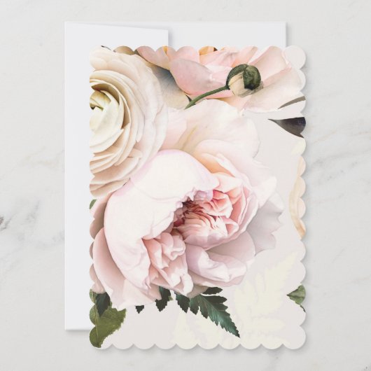 roze rozen en vetten met goud | Baptisme Kaart (Achterkant)