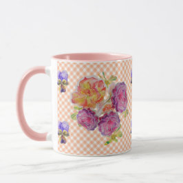 Roze Rozen en Viooltjes controleren Shabby Waterve Mok