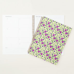 Roze rozen en visten het herhalingspatroon van het planner
