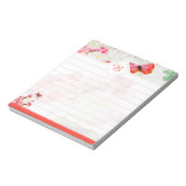 Roze rozen en vlinder notitieblok (Linkerzijde)