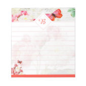 Roze rozen en vlinder notitieblok (Voorkant)