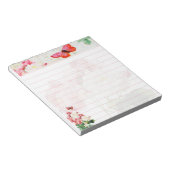 Roze rozen en vlinder notitieblok (Schuin)