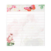 Roze rozen en vlinder notitieblok (Voorkant)