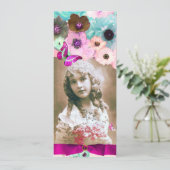 ROZE ROZEN EN VLINDER SWEET 16 FOTO TEMPLATE KAART (Staand voorkant)