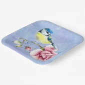 Roze Rozen en Vogelpapier Bord (Gebogen)