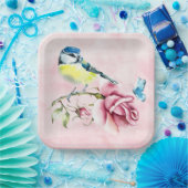 Roze Rozen en Vogelpapier Bord (Feest)